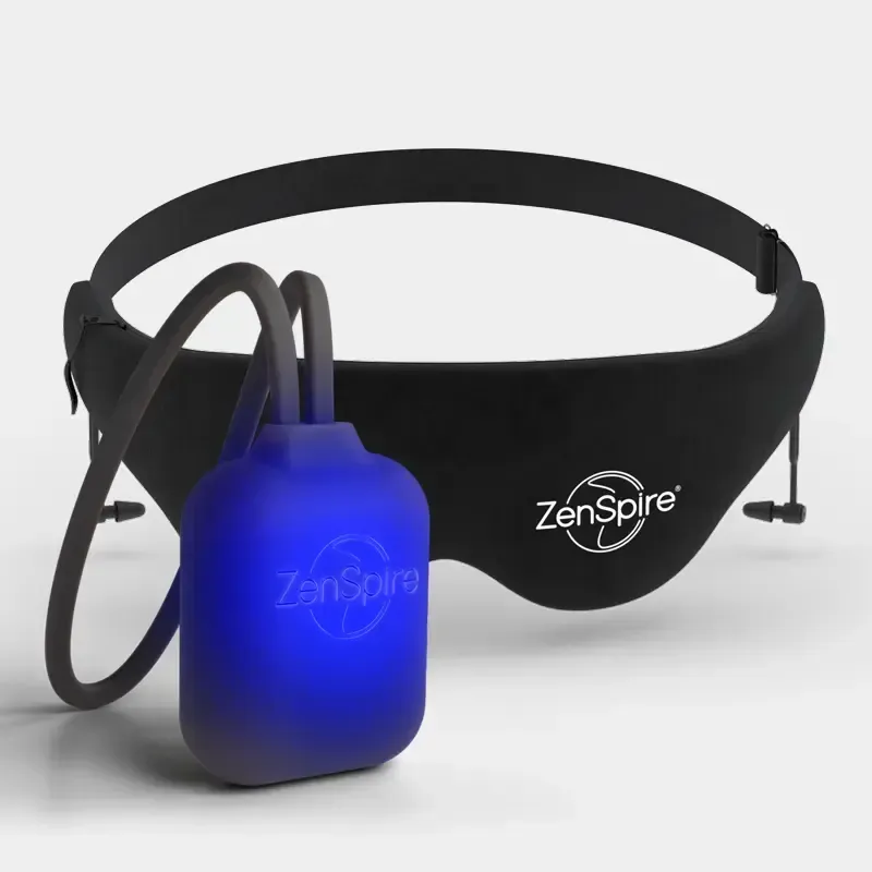 ZenSpire® Army 4-in-1 : coach de respiration bleu lumineux avec masque de sommeil et bouchons